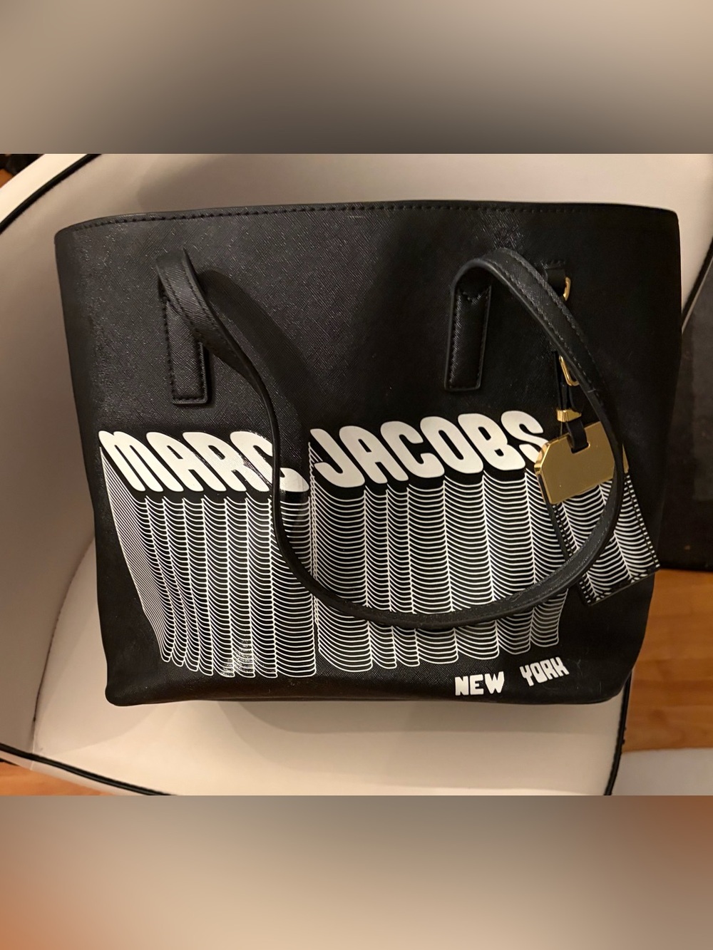 Marc Jacobs Black Logo Graphic Tote Bag Play Back Layers